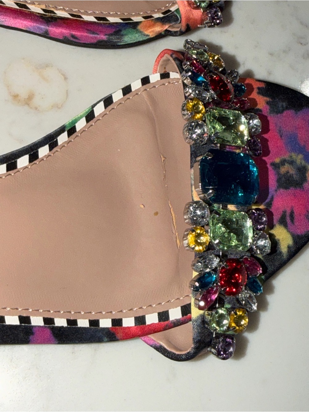 Betsey Johnson Multicolor Jeweled Ankle-Strap Block Heels - Picture 4 of 7